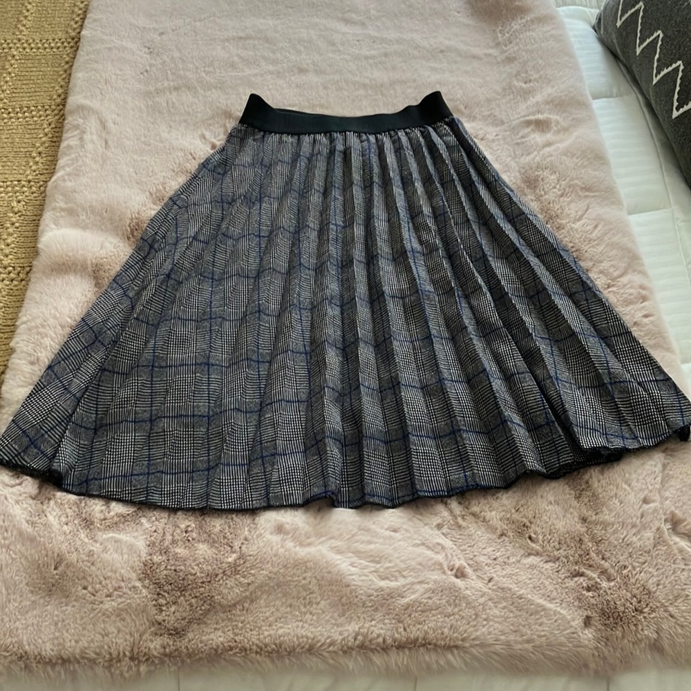 Y2K METROWEAR CHECKED MAXI PLEATED SKIRT SIZE S